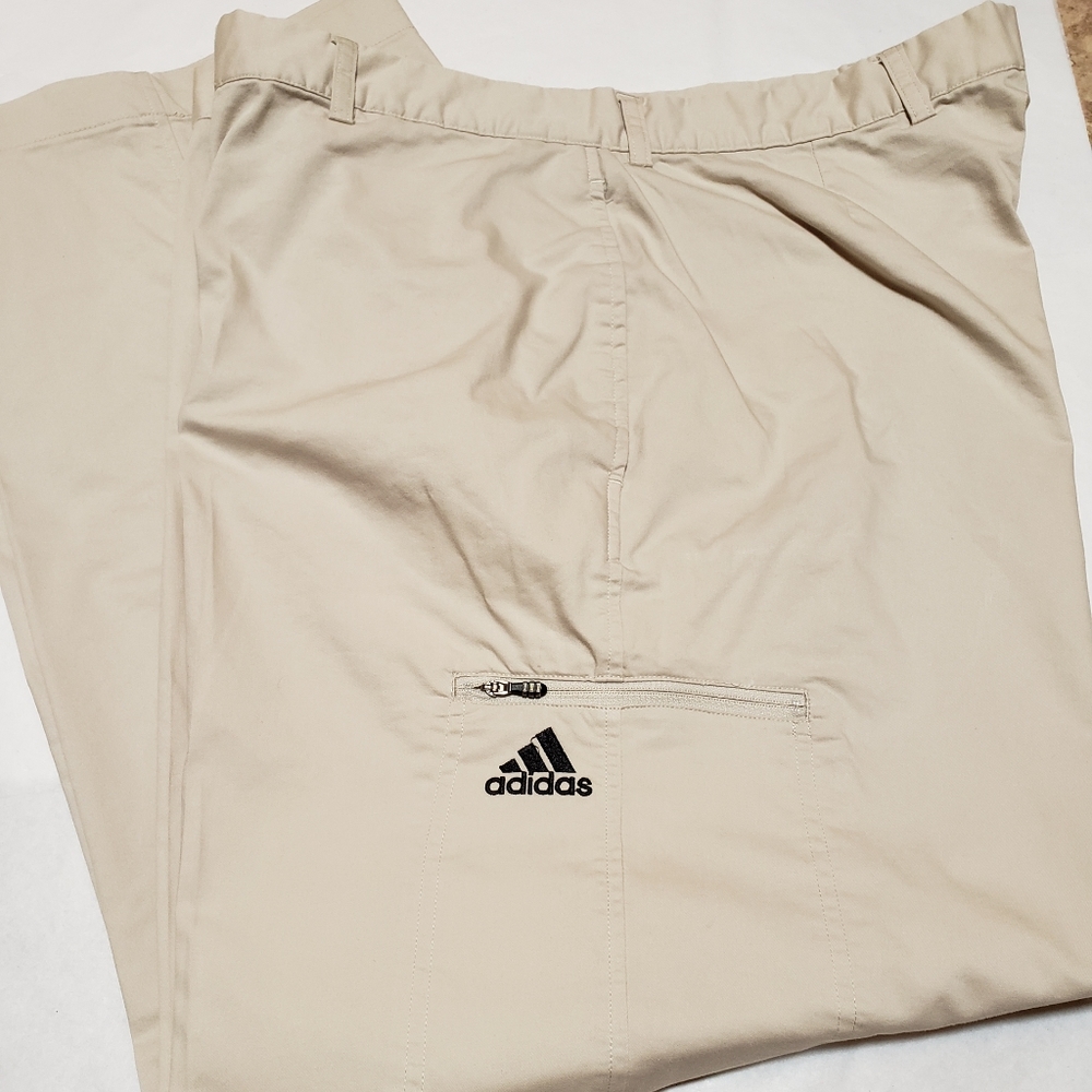 Adidas Performance Men's Hiking Pants 40x31 Flat Front Beige Casual Cotton/Poly